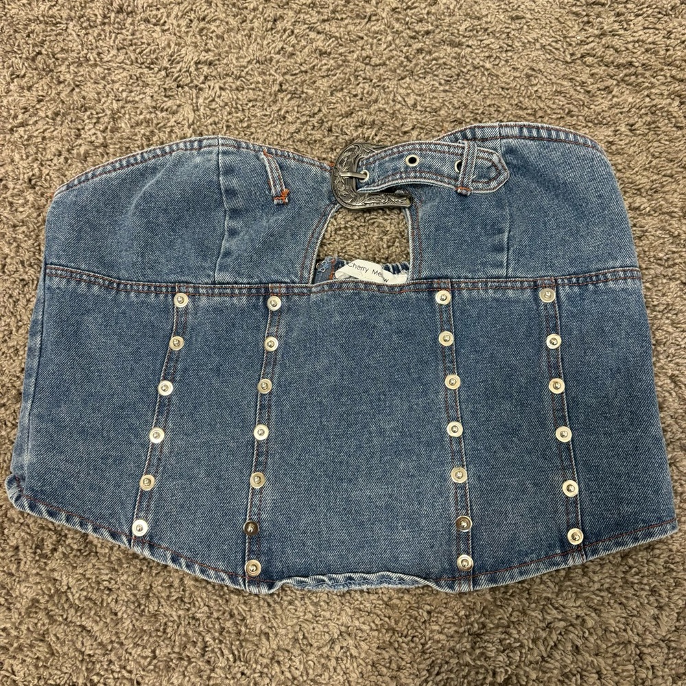 Cherry Mellow Denim Tube Top
